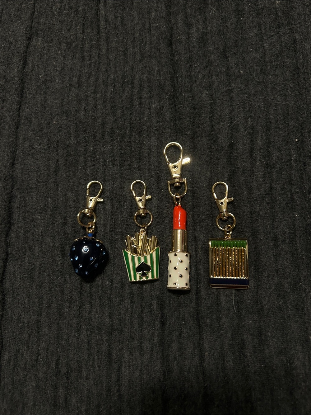 kate spade enamel charm set in navy, green, red, white, gold
